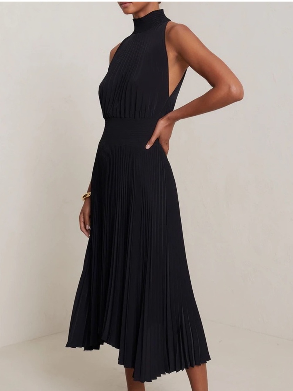 ALC Renzo Pleated Midi Dress Size 2, Black, worn once